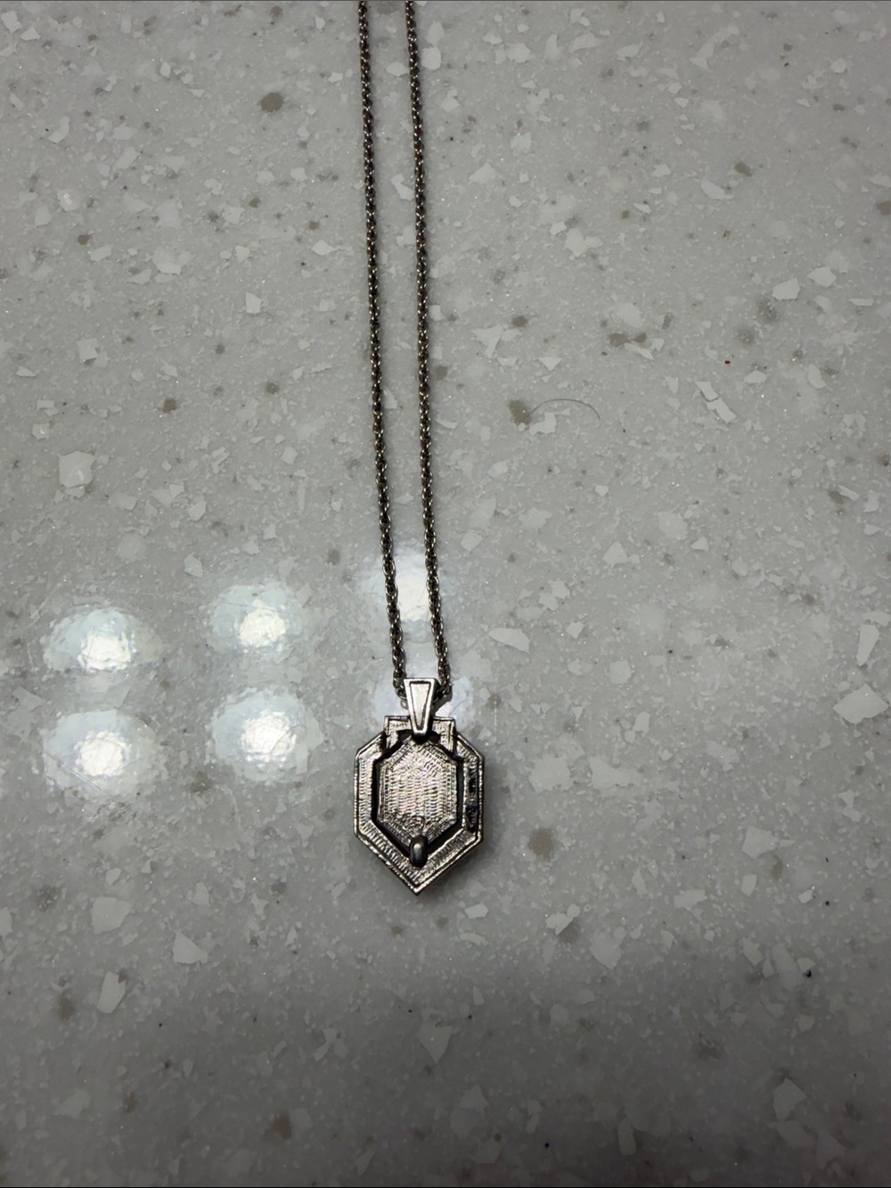 Silver-Tone Black Onyx Hexagonal Pendant Necklace - Picture 4 of 5